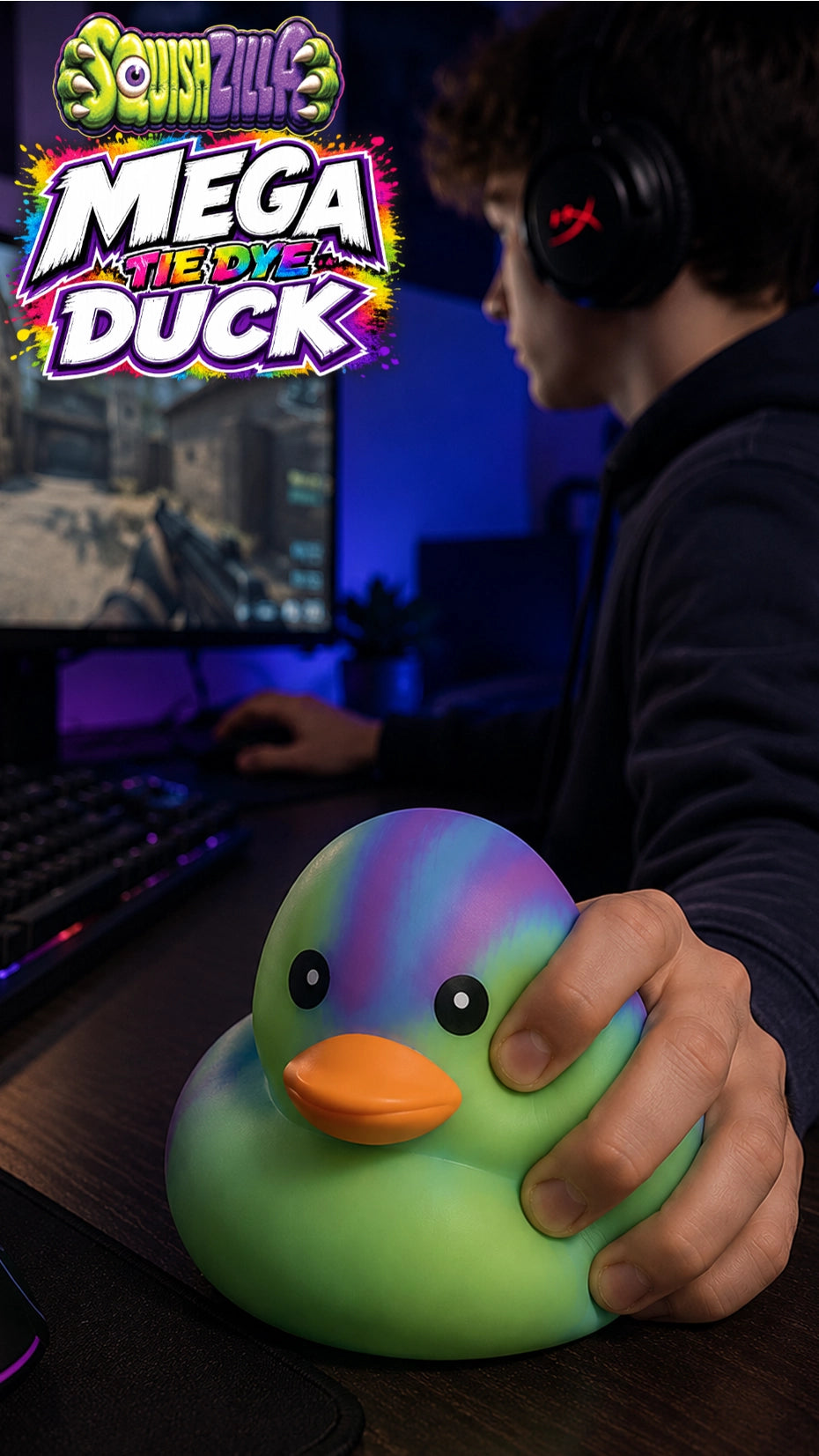 Fun Doh Mega 5" Squishy Tie Dye Duck Toy Variety - 8/Display