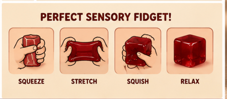 Red Square Jelly Cube Squish Toy